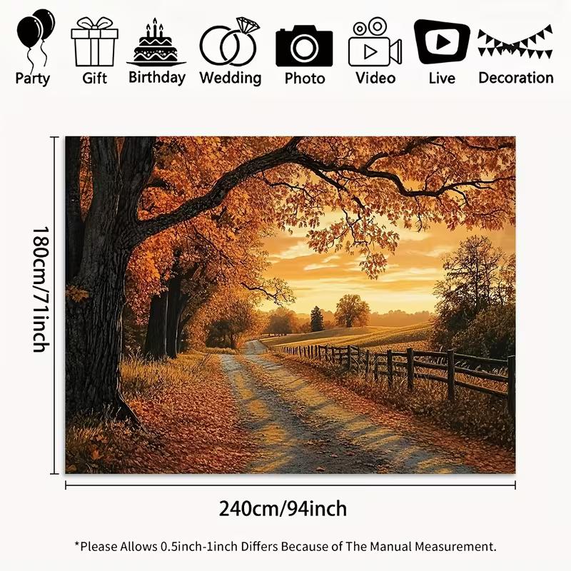 Fall Golden Leaves 2D Backdrop, Thanksgiving Party Decoration Photo Background