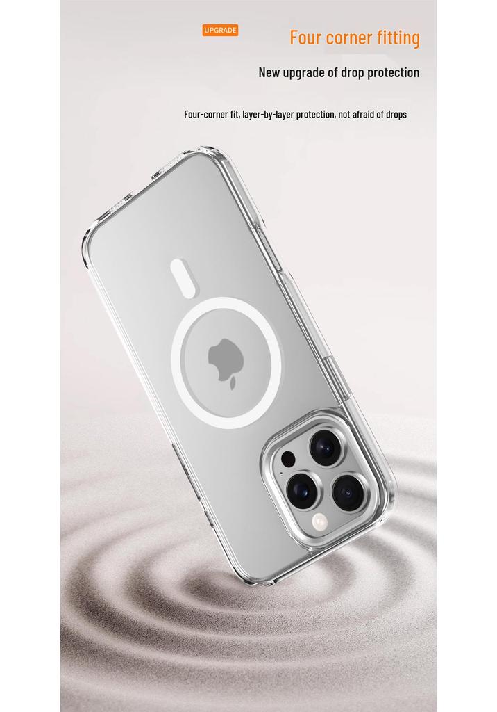 MagSafe Compatible Magnetic Clear Phone Case for iPhone 15/16 Pro Max, Skin-Like Design