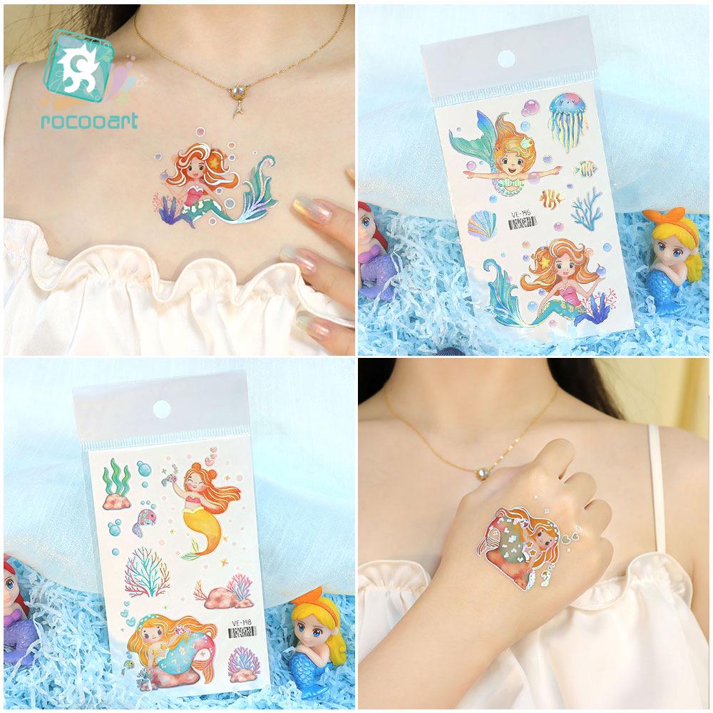 Waterproof Kids' Cartoon Tattoo Stickers: Princess, Butterfly & Mermaid Series