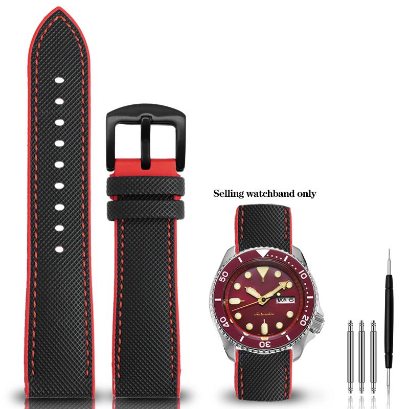 20 мм 22 мм Браслет Нейлон Силикон Снизу Часовой Ремешок для Серии Seiko PROSPEX Omega SEAMASTER 300 Холст Резина Спортивный Ремешок