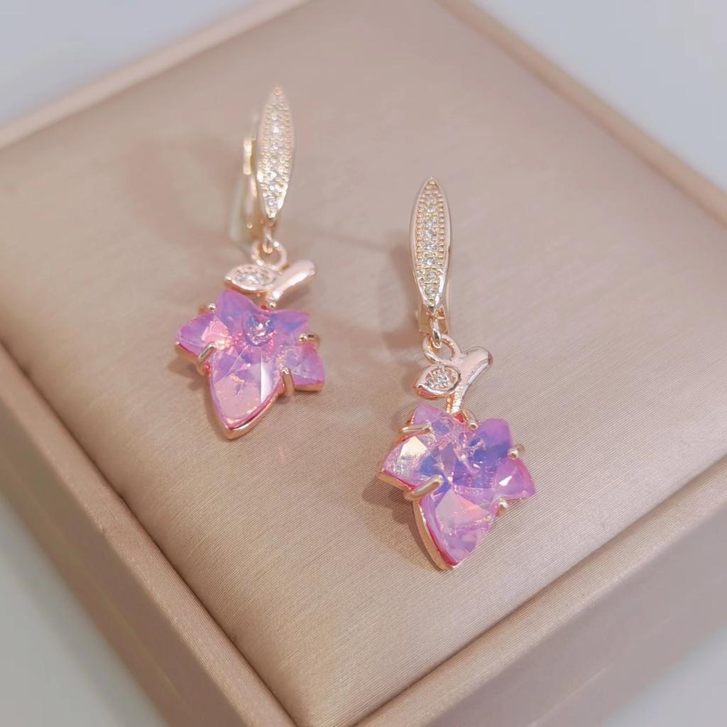 Серьги-капли с хрустальными листьями для женщин, модные ювелирные аксессуары золотого цвета для вечеринок