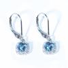 Серьги-подвески из серебра 925 пробы с квадратным цирконием и круглым кубическим цирконием Nano Sky Blue AAA