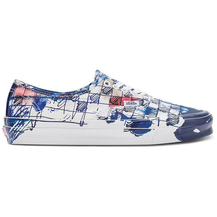 Connor Tingley x Vans OG Authentic LX Шахматная клетка - Белый Синий Унисекс Кроссовки Настоящий Белый VN0A4BV961P
