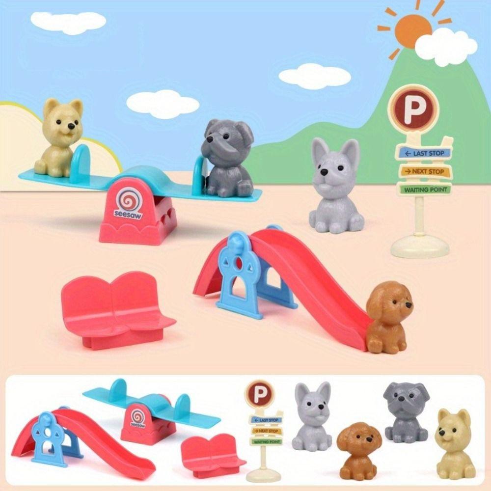 Animal Dog Pet Basket Toys Dog Doll Set Scene Playing Toys New Puppy Pretend Play Toy