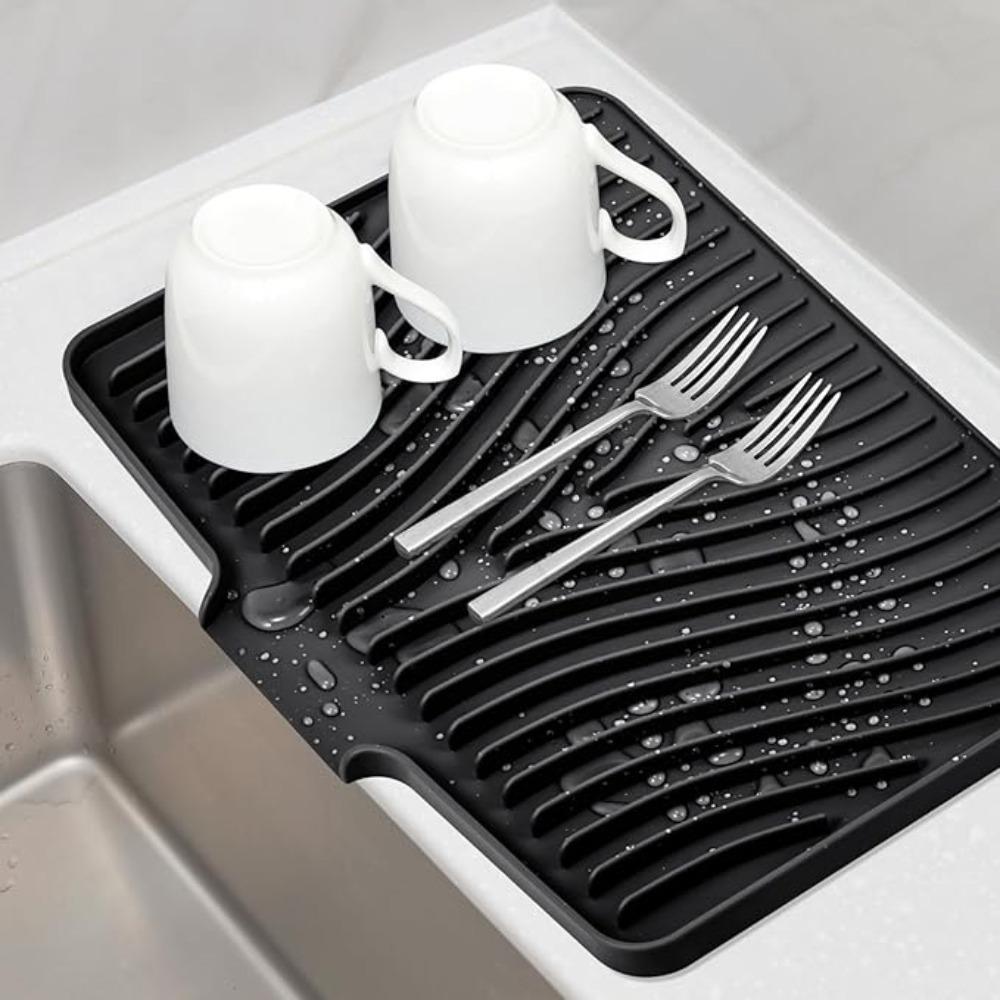 Heat Resistant Kitchen Dish Drainer Pad Nonslip Dish Drying Mat Silicone Draining Board Mat  Home
