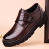 2024 осень и зима новые мужские деловые кожаные туфли мужские туфли на круглой платформе с липучкой мужские туфли британский повседневный 9355