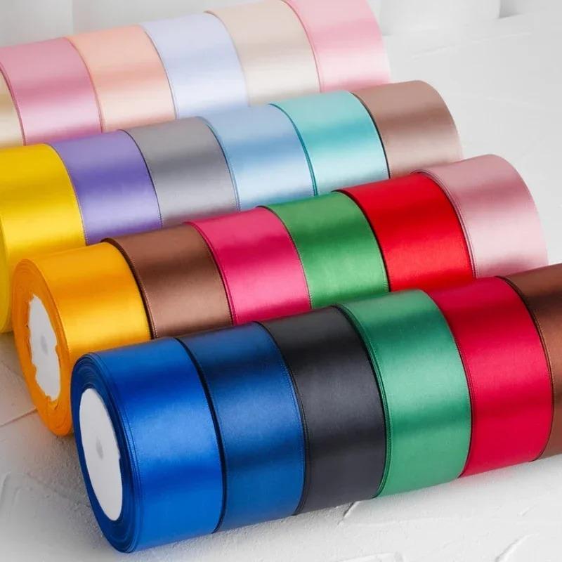 25 ярдов/рулон 6 мм-50 мм Ленты DIY Банты Поделки Полиэстер Сатиновые Ленты Рождественские Аксессуары для Домашнего Декора Лента Свадебная Упаковка Подарков