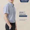 BLACKMONDAY Bamboo Fiber Summer Lightweight Striped Shirt Men's Short Sleeve Business Casual Wrinkle-Resistant Non-Iron Dress Shirt for Me
