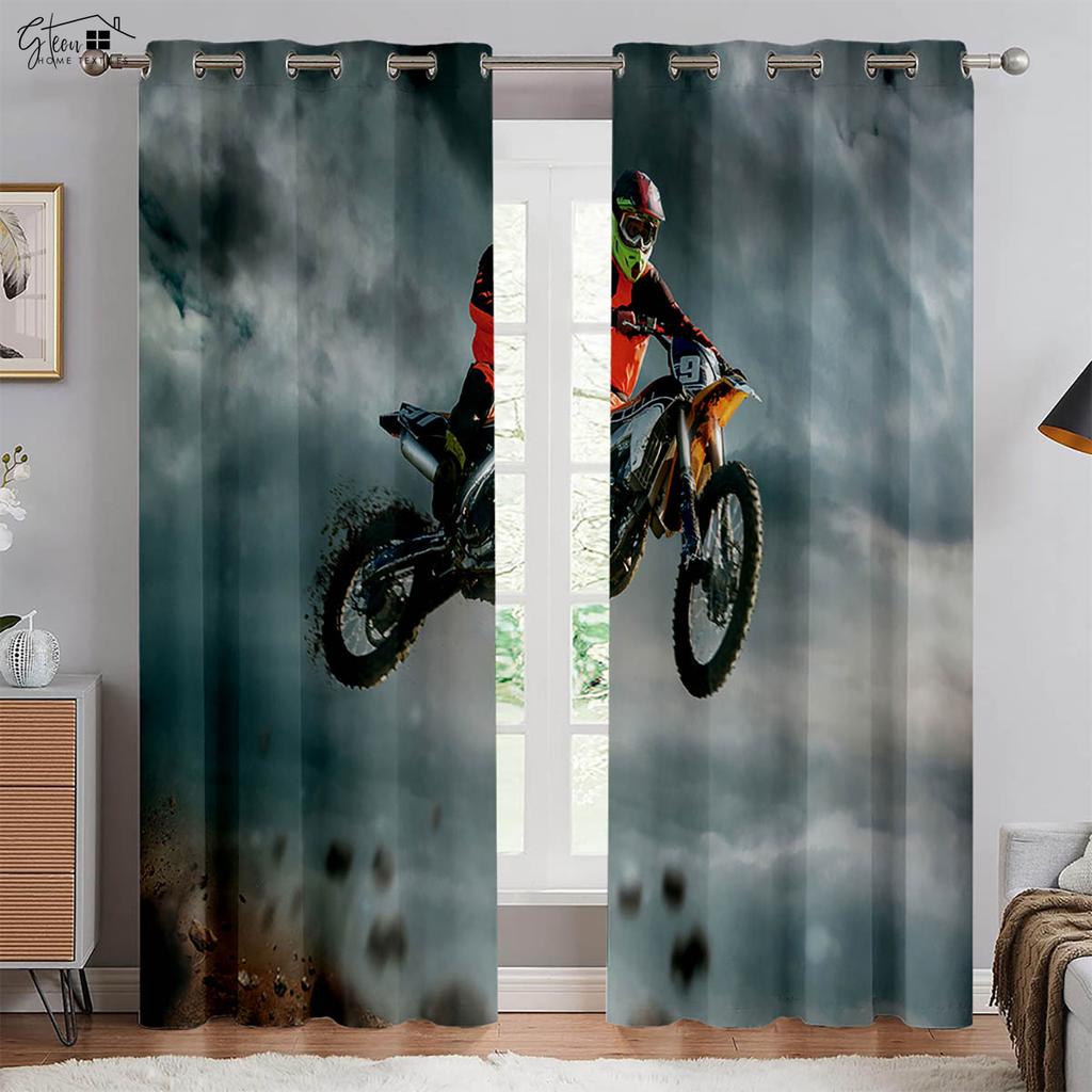 3D-печать Крутые шторы с изображением мотоцикла Ретро Мотоцикл Индустриальный стиль Спальня Гостиная Балкон Автомобильная линия Декоративные шторы