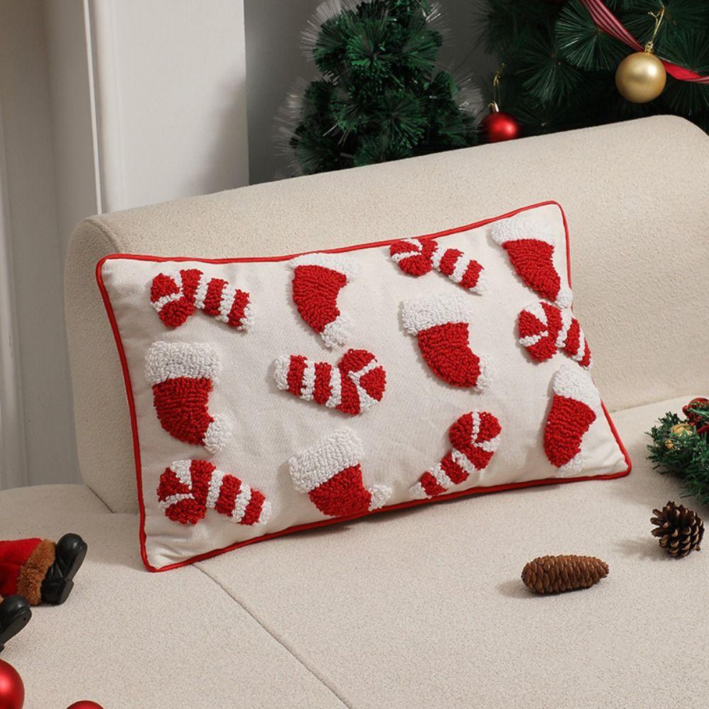 Santa's Hat Christmas Pillowcase Square Cushion Cover Soft Throw Pillowcover Sofa/Bed