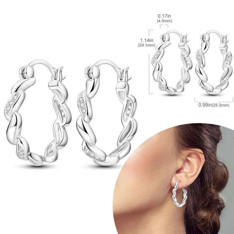925 Sterling Silver Hoops Earrings Hypoallergenic Hoops Earrings with Zirconia Fashion High Quality Jewelry for Women Girls