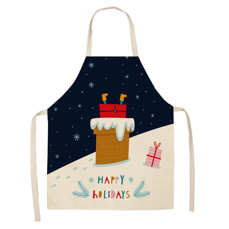 New cartoon Christmas sleeveless printing sleeveless apron home waterproof kitchen dust protection