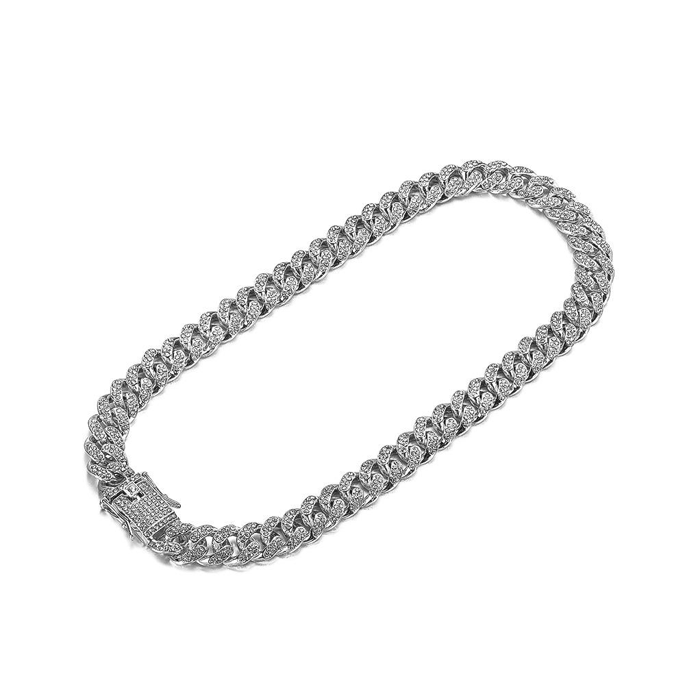 Unisex Hip Hop Diamond-Studded Cuban Chain Bracelet & Necklace