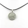 Stones and Minerals. Spain 5 Centimos Coin Necklace Iberian Rider. Black Cord.