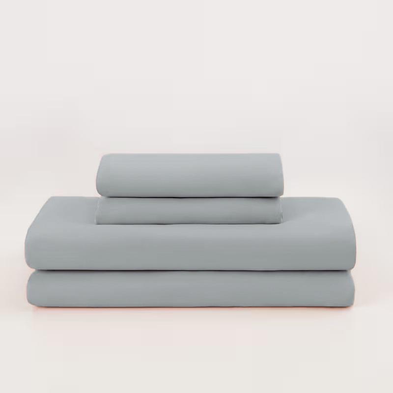 Solid Color Brushed 90g Fitted Sheet, Flat Sheet, and Pillowcase 4-Piece Bedding Set