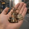 Halloween Charm Keychain Mini Bow Ghost Pendant with Tombstone Tag, Spliced Patch And Pumpkin Keychaine Basket, Retro Rotating Lobster Clasp Key Ring