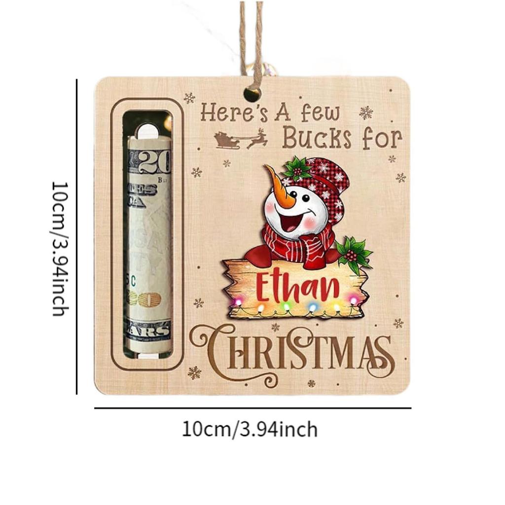 Рождественское украшение на елку, держатель для денег в подарок, деревянный материал, памятный подарочный аксессуар, праздничный подарок, универсальный со шнурком, 4x4 дюйма