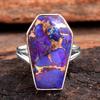 925 Sterling Silver Purple Copper Turquoise Handmade Coffin Unisex Ring Handmade Jewelry