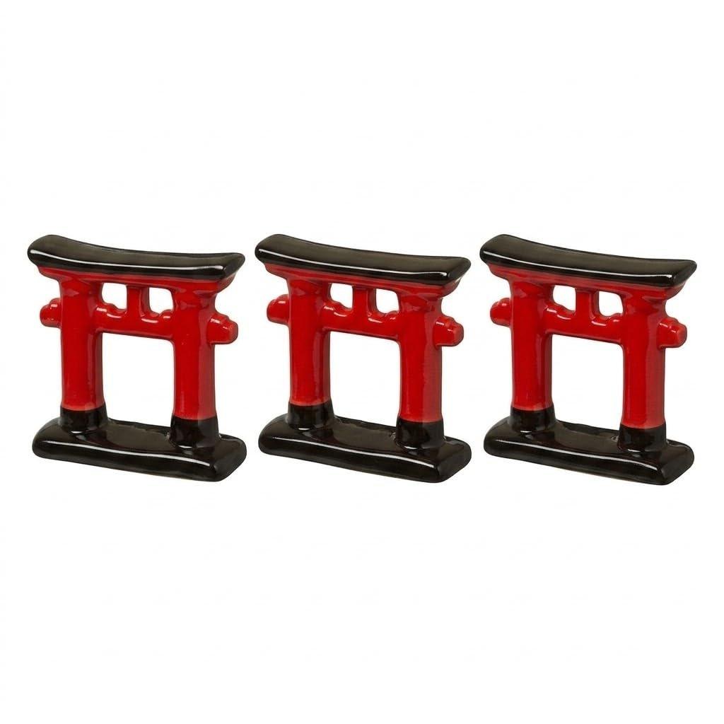 SUDO Starpet Ceramic Red Torii Gate Aquarium Ornament 3-Piece Set, Traditional Japanese Fish Tank Decorations