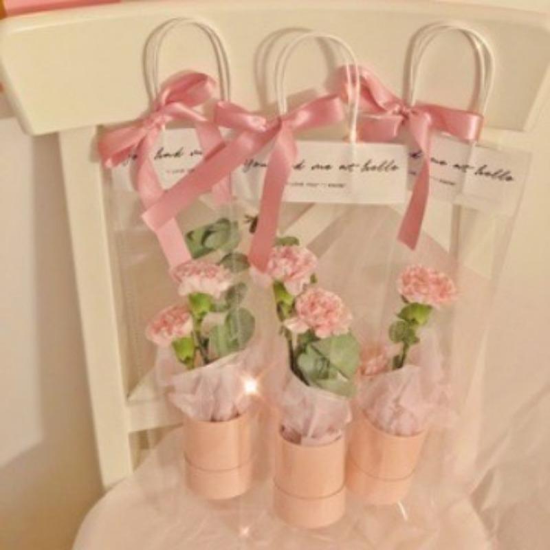 Transparent Plastic Flower Pattern Handbag | Gift Wrapping Supplies for Mother's Day, Weddings, Birthdays, Holiday Gifts