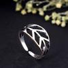Silver Cutout Leaf Ring | Adjustable Wide Band Botanical Jewelry | Oxidized Boho Nature Inspired Statement Ring | Handmade Gift for Her