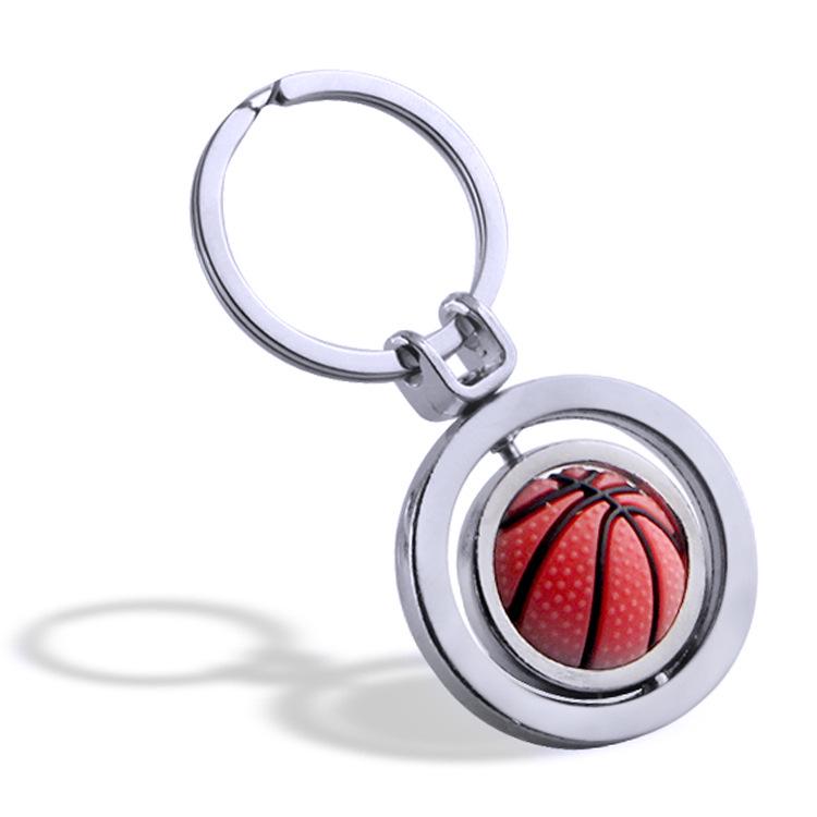 Customizable Sports Keychain: Personalized Rotating Basketball, Football, Golf Design with World Cup Commemorative Logo. Perfect for a Unique Gift!
