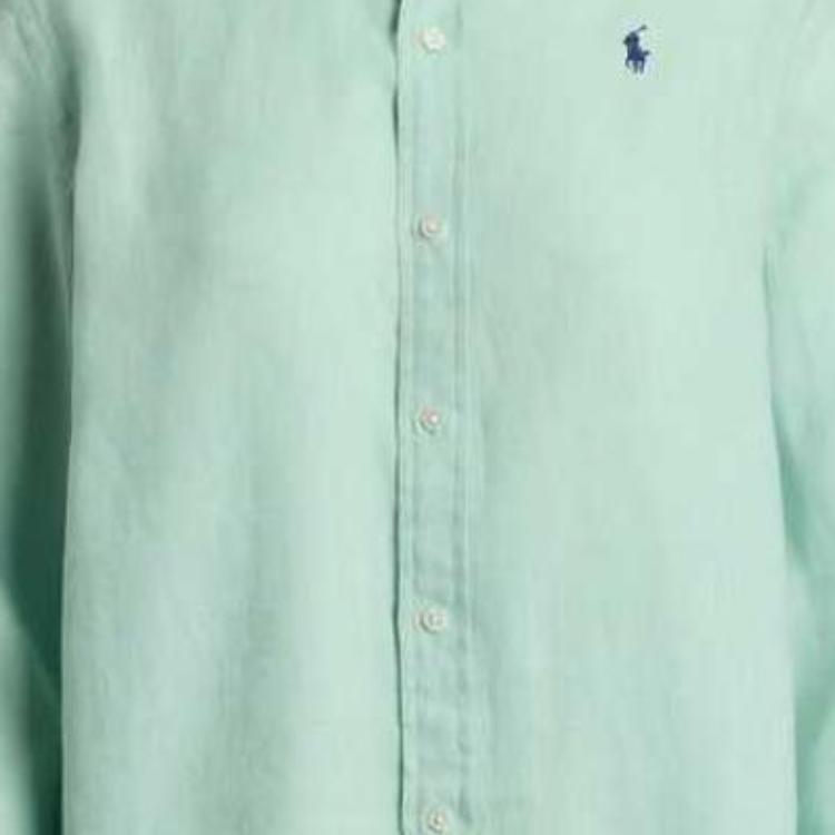 Polo Ralph Lauren Однотонная льняная рубашка с длинным рукавом и вышитым пони Женские рубашки Зеленый WMPOSHTNDO20846-330