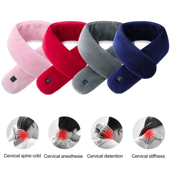 Электрический нагревательный шарф, перезаряжаемая грелка для шеи с 3 регулируемыми шестернями, плюшевая ткань, согревающая шею