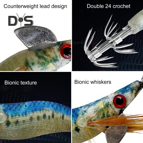 7 см/4,6 г светящаяся приманка в виде креветки с грузилом в виде крючка-кальмара, реалистичная бионическая искусственная приманка для ловли соленой воды, пресноводного окуня, судака, форели, аксессуары для рыбалки