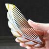 Ручная работа Натуральный гребень из рога яка Парикмахерская расческа с мелкими зубьями Антистатическая массажная щетка для выпрямления и завивки сухих и влажных волос