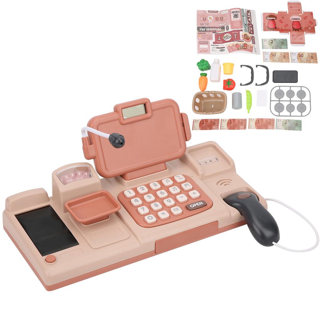 Игрушка кассовый аппарат Голосовая электронная ролевая игра Калькулятор кассира Детская развивающая игрушка Розовый