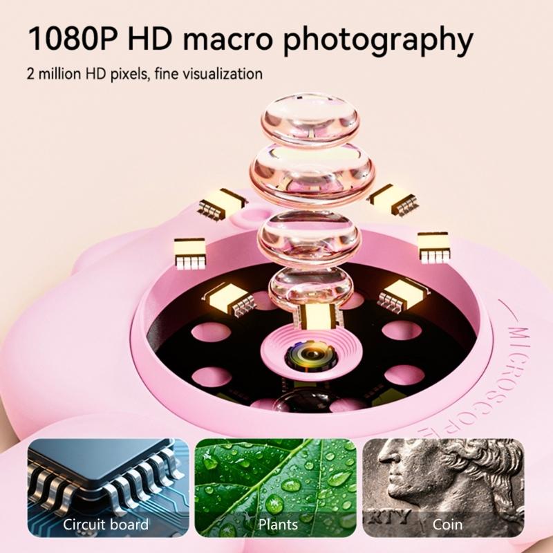 Digital Microscope 2.4inch IPS Color Screen 500x Magnification Portable Handheld Magnifying Glass with LED Light for Kid