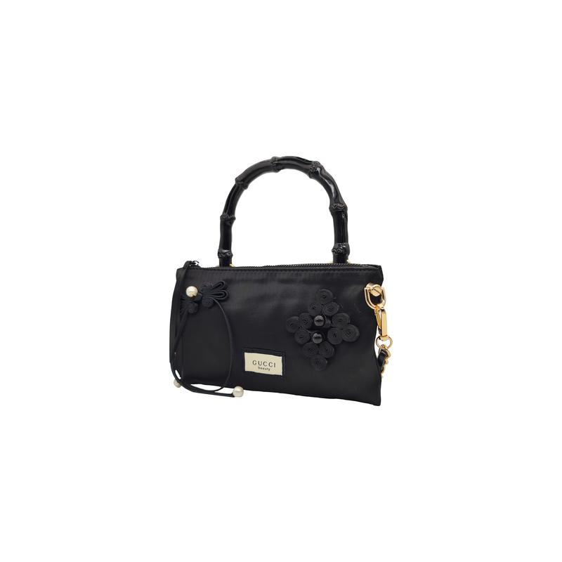 Gucci Cosmetic bag/toiletry bag [Customized bag] Mountaintop Art Bamboo Incense New Chinese Style Chinese Style Elegant and Intelligent Silk jet black