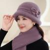 New Women Winter Hat Keep Warm Cap Fashion Hat and Scarf Set Warm Hats for Women Casual Rabbit Fur Winter Brim Knitted Hat