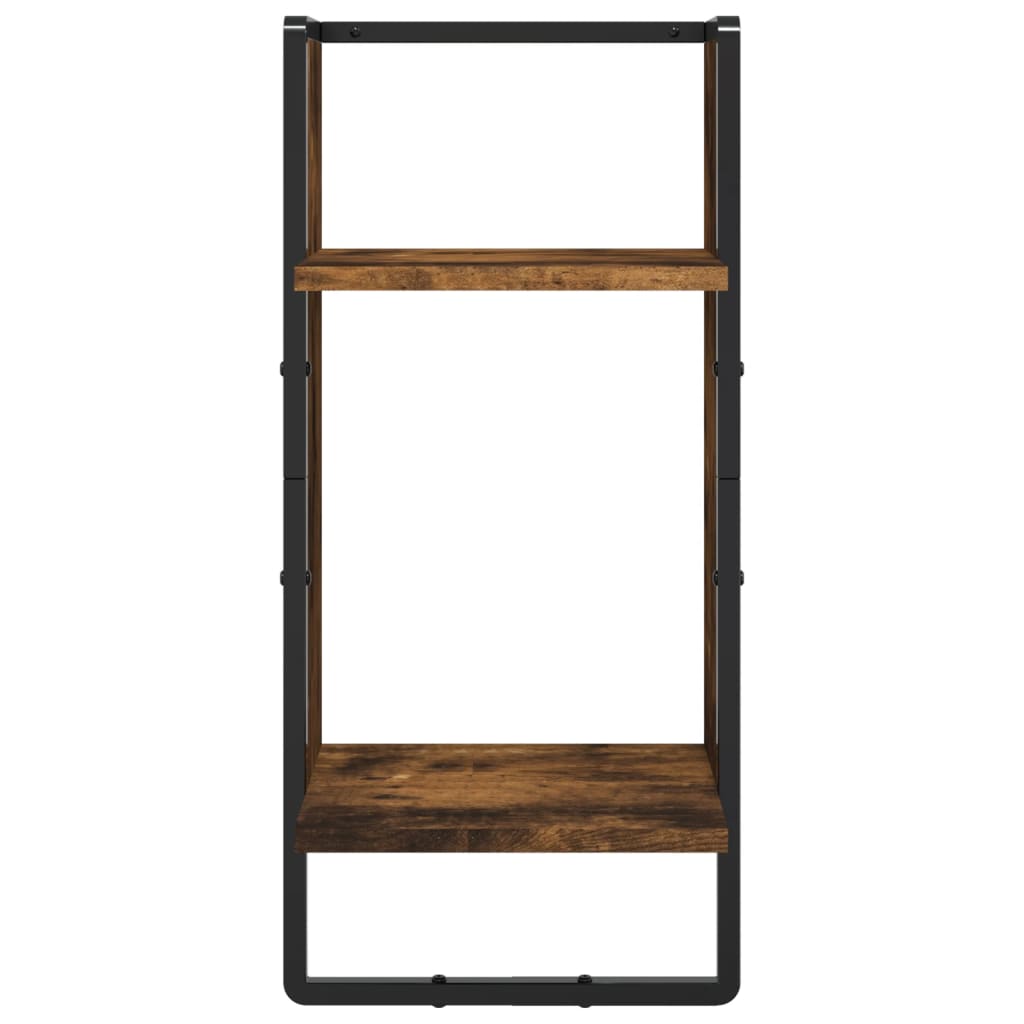 6 Piece Wall Shelf Set with Bars Smoked Oak Wood Based Material