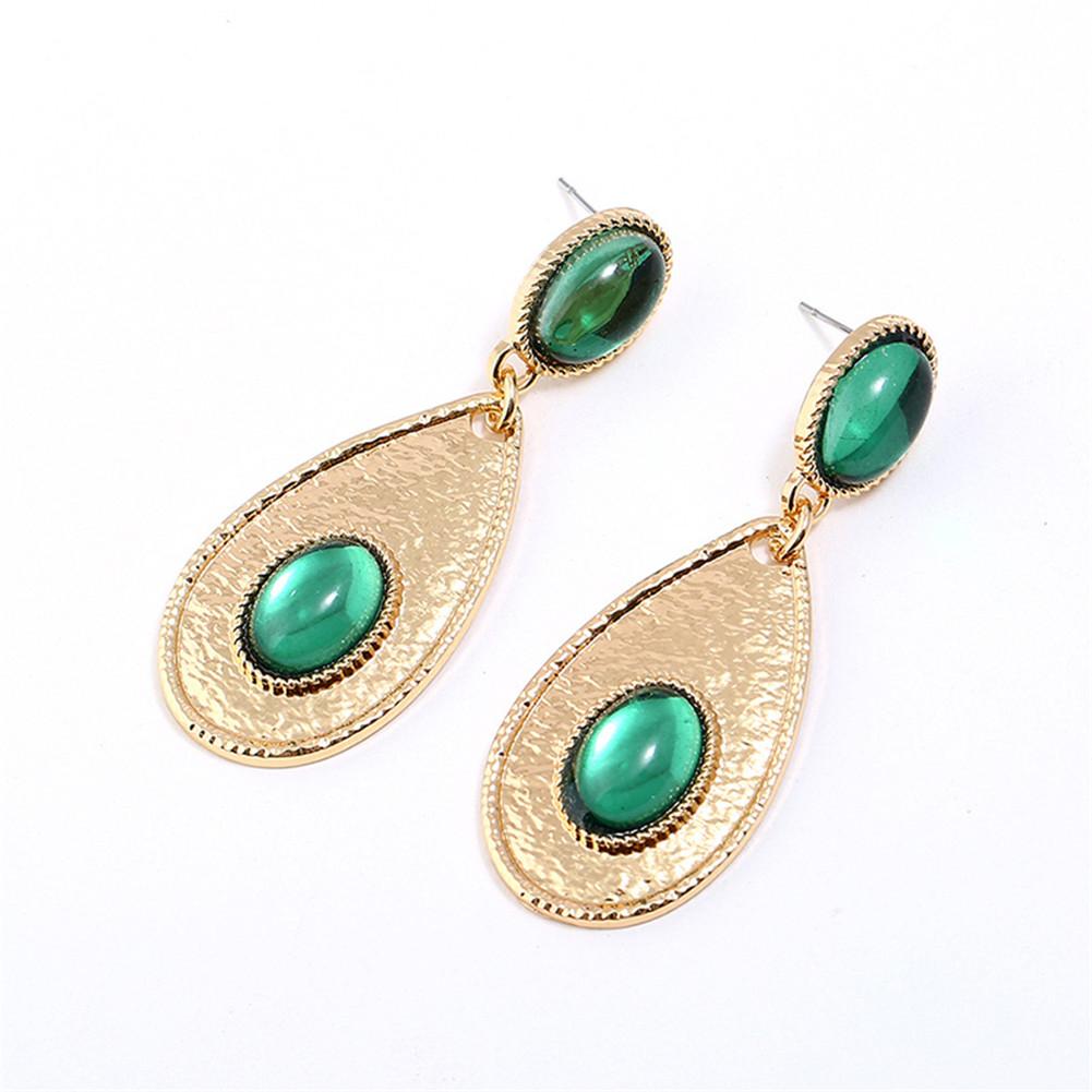Women s Fashion Accessory Vintage Design Round Shape Drop Earrings Jewelry (Green)