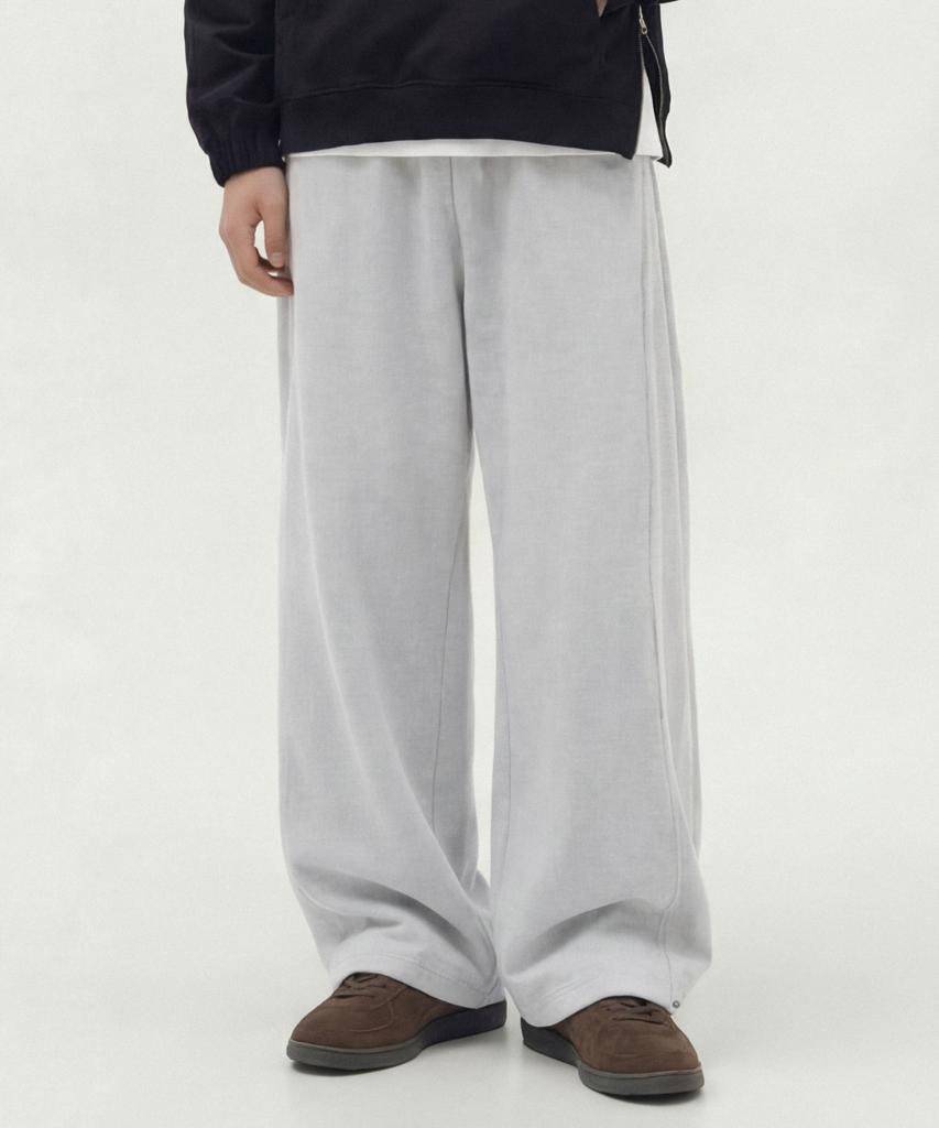 AGOD Side Tuck Snap Wide Sweatpants [White Melange]