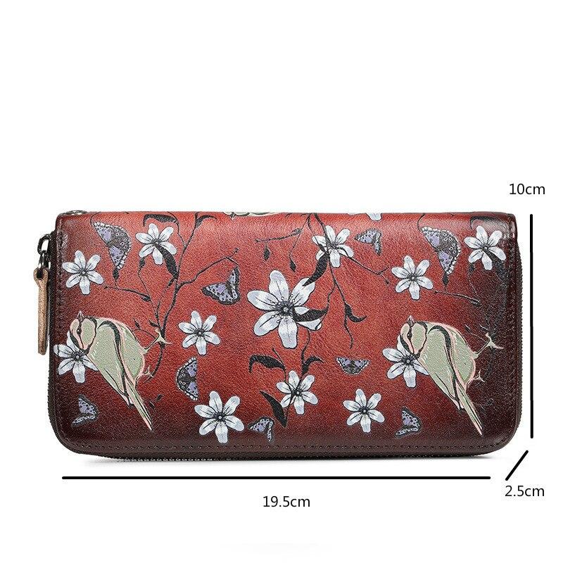 Johnature Retro Hand Painted Womens Wallets And Purses Genuine Leather Phone Purse Wallet Card Holder Hand Wallet