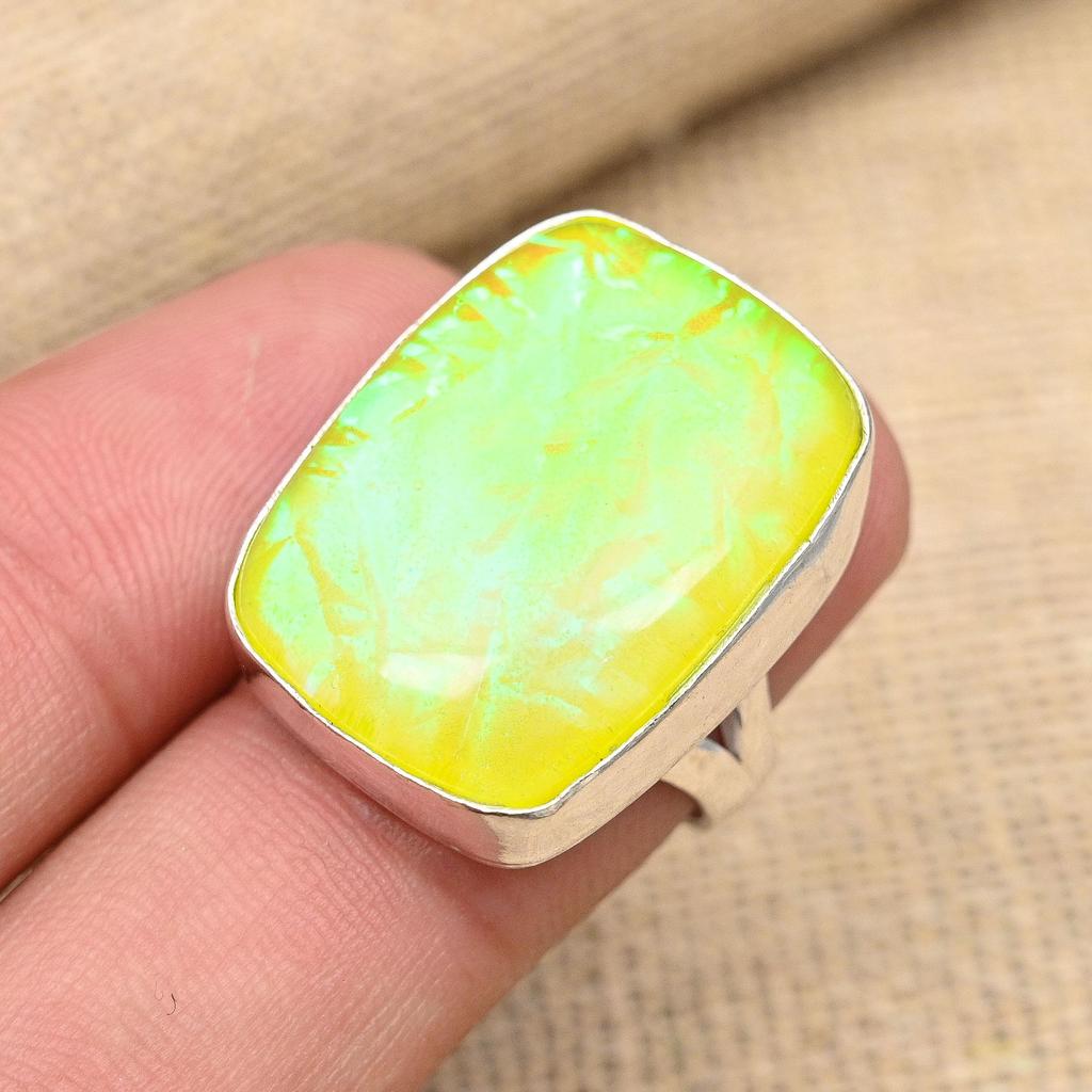 Ювелирные кольца ручной работы из желтого австралийского тройного опала с драгоценным камнем из стерлингового серебра 925 пробы