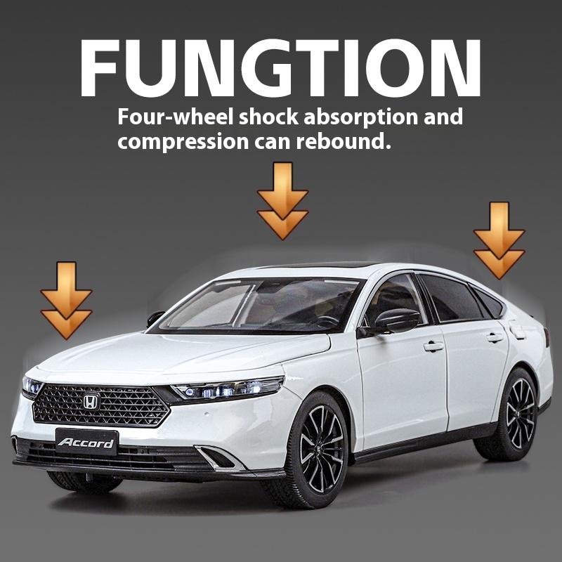 Масштаб 1/18 Honda Accord 2024 Модель автомобиля из сплава Симуляция звука и света Детская игрушка Коллекционные украшения Подарок на день рождения для мальчика