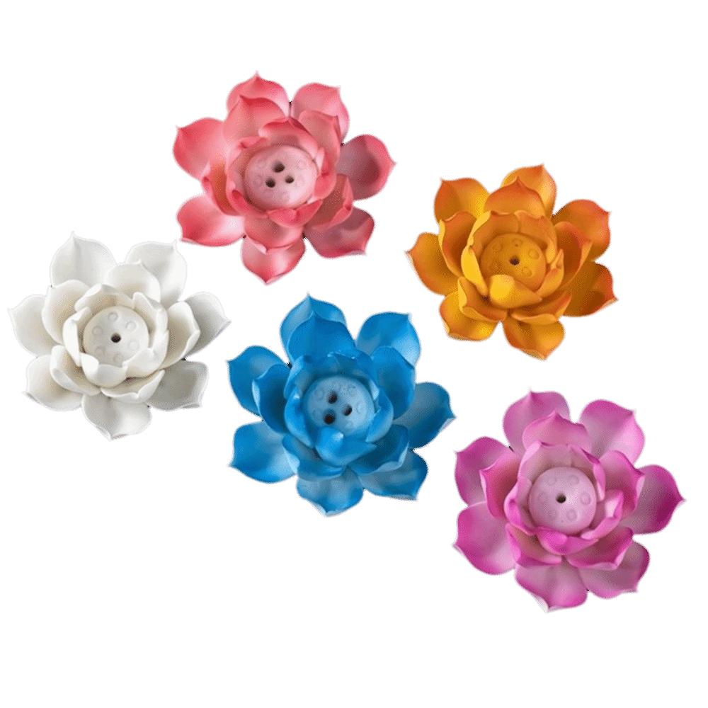 Ceramic Incense Burner Flower Design Lotus Aromatherapy Stand Incense Burning Tray Office Use