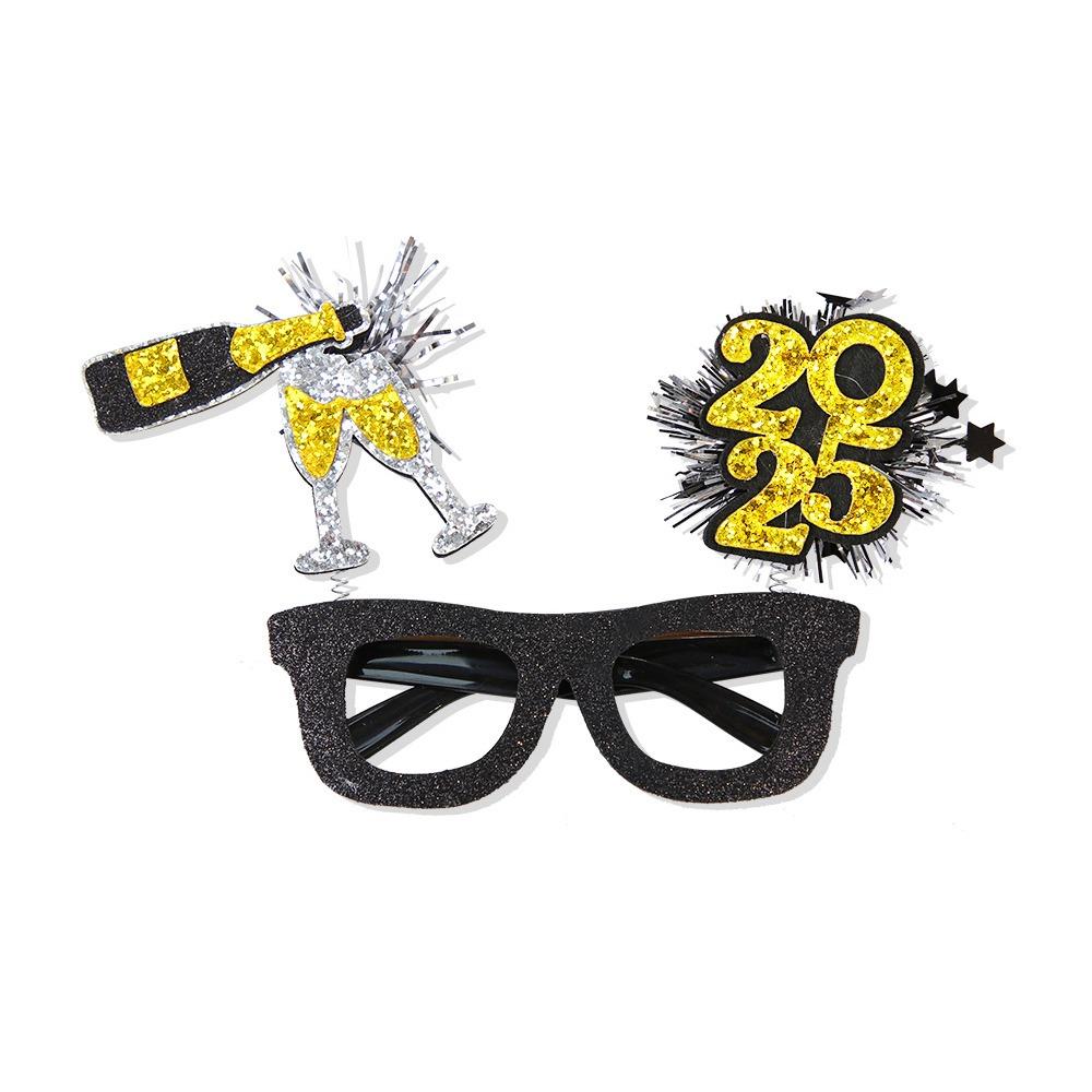 3 шт. забавные черные золотые очки мультфильм звезда цвет полосатая оправа очки новогоднее одеваются