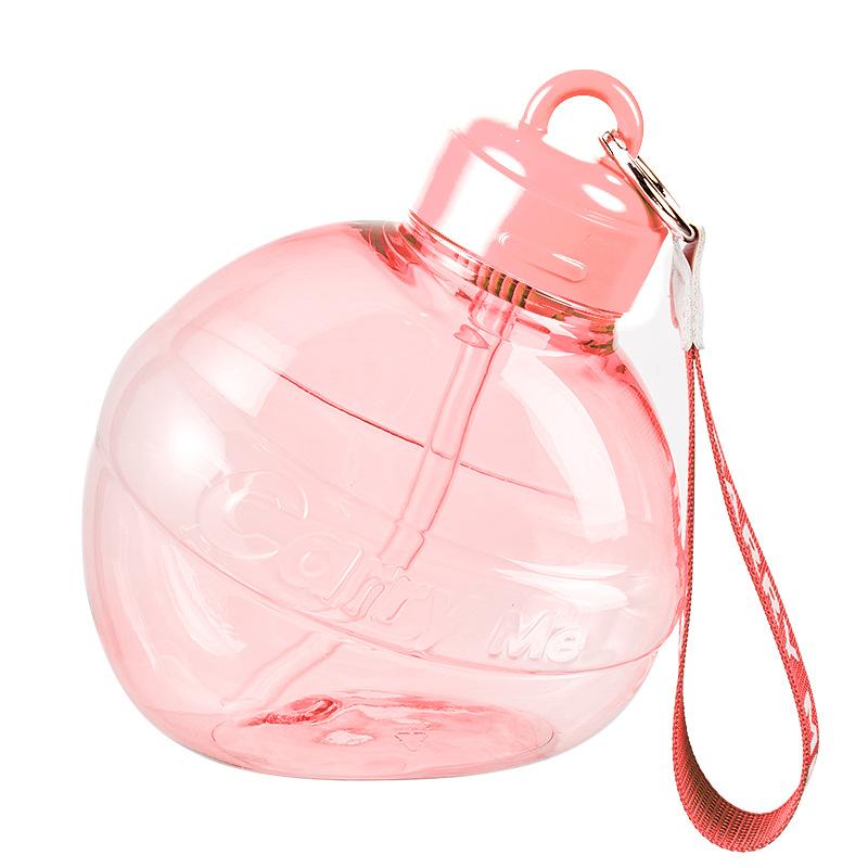 Creative Charming Shape Active Bottle Male and Female Student Strainer Cup with Straw Fitness Active Mountaineering Handle Plastic Water Cup