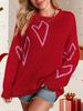 2025 Autumn European & American Celebrity Valentine's Peach Heart Color Block Sweater