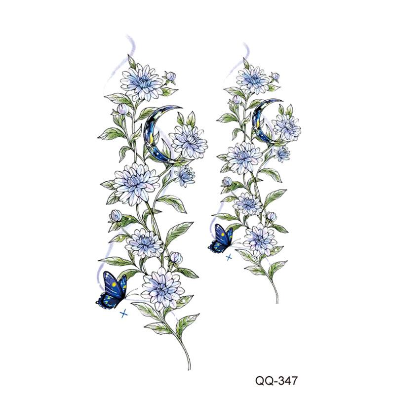 Маленькая водонепроницаемая временная татуировка-наклейка, цветные перья, цветы, листья, планета, луна, женский боди-арт, запястье, шея, поддельные татуировки для мужчин