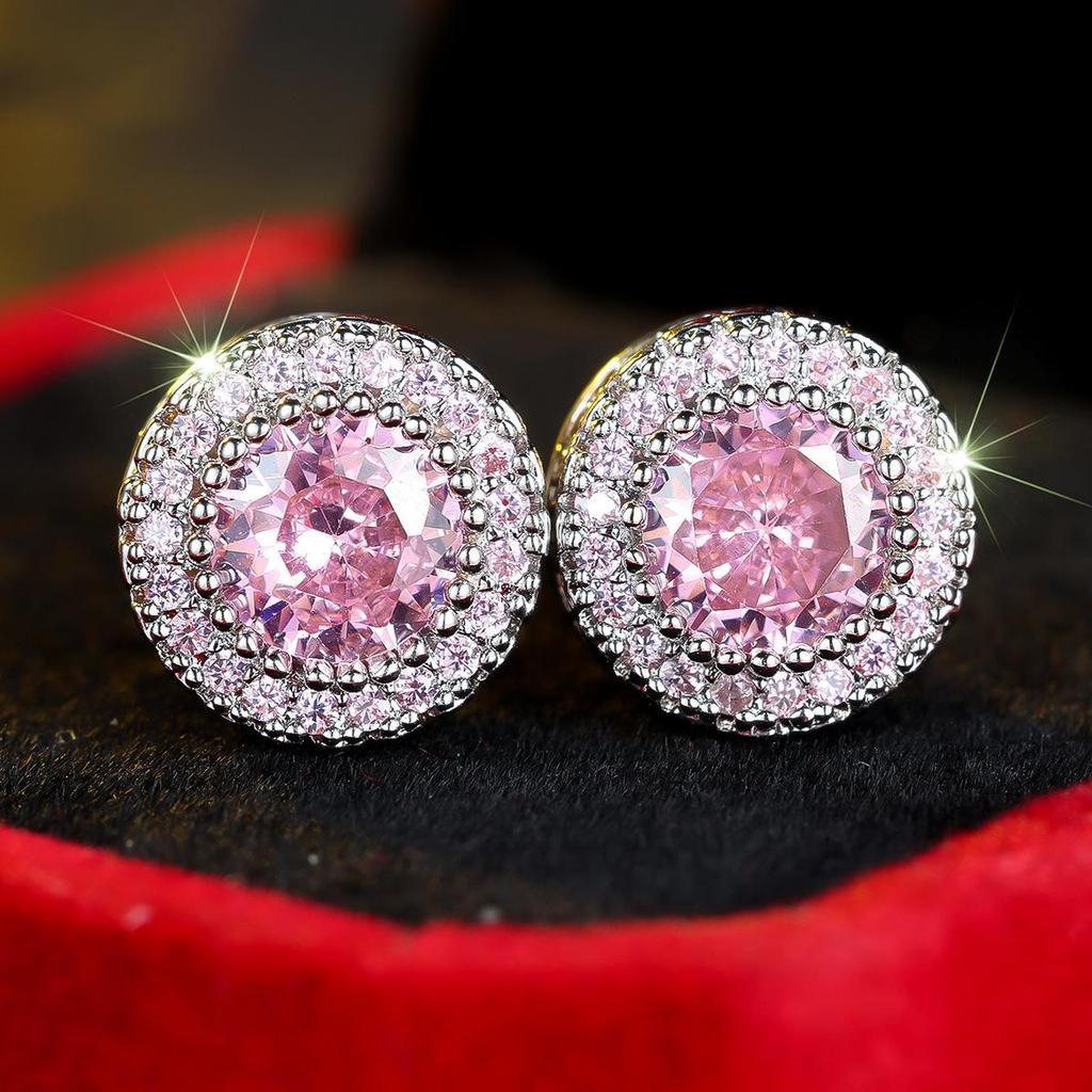 Новые серьги-пусеты круглой формы с полным бриллиантом в гонконгском стиле для женщин - Европейский и американский высококлассный полый дизайн, инновационные и стильные украшения