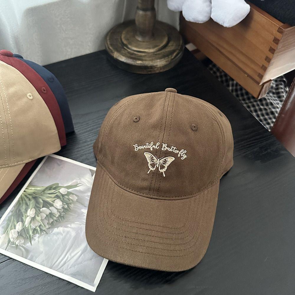 Cotton Butterfly Embroidered Hat Korean Style Women Peaked Cap Casual Y2k Baseball Hat  Women
