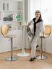 Nordic Rattan Bar Stool High Kitchen Swivel Modern Counter Bar Stool Metal Barber Salon Furniture