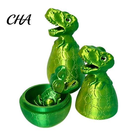 Dinosaur Stress Relief Toy 3D Printed Egg Toy, Articulated Tyrannosaurus Fidget for Desk Decor Relief, Desktop Ornament Home Office Collectible Model