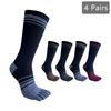 1/4 Pairs Long 5 Finger Socks Man Cotton Striped Colorful Compression Sweat-Absorbing Breathable Fitness Hiking Outdoor Toe Sock